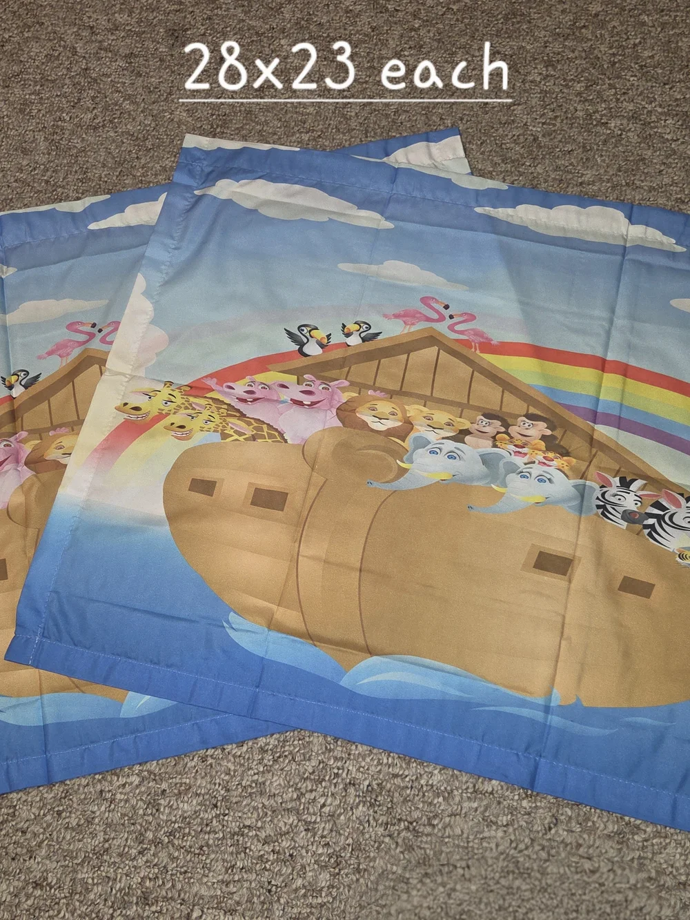 Noah's Ark Kids Window Valance - Colorful Animal Rainbow